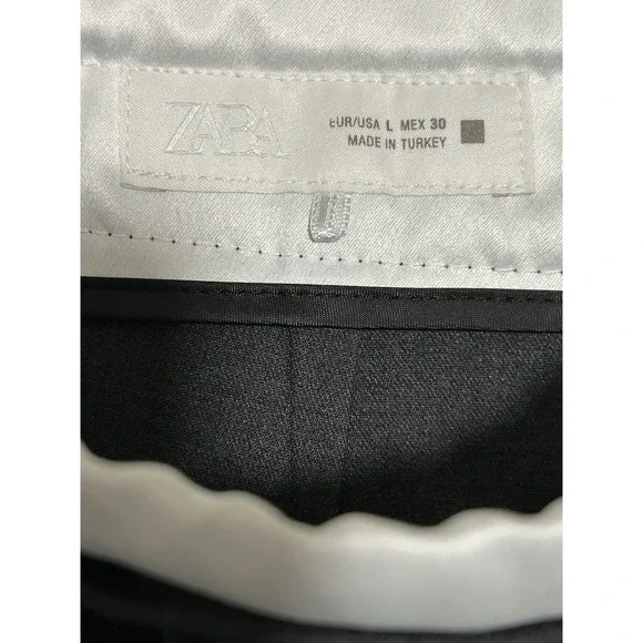 ZARA Trouser Wide Leg Pants Double Elastic Waist Drawstring Gray  L Tailored - Picture 8 of 8